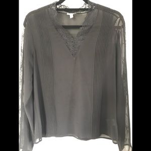 Black transparent blouse with lace